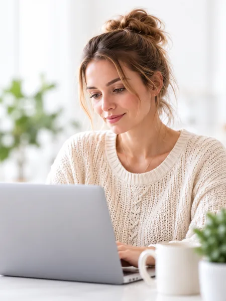 A person reviewing information on a laptop